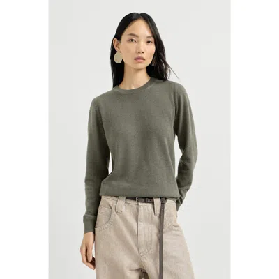 Brunello Cucinelli Cashmere Sweater With Monili In Green