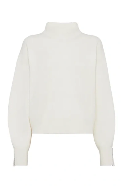 Brunello Cucinelli Cashmere Sweater With Monili In White