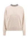 BRUNELLO CUCINELLI CASHMERE SWEATER WITH MONILI PROFILE