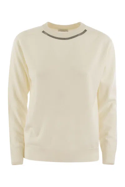 BRUNELLO CUCINELLI BRUNELLO CUCINELLI CASHMERE SWEATER WITH NECK JEWEL