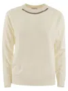 Brunello Cucinelli Monili-chain Knitted Top In Cream