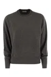 Brunello Cucinelli Cutout Bead-embellished Cashmere And Silk-blend Sweater In Anthracite