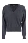 Brunello Cucinelli Women's Cashmere Sweater With Pocket In Dark Blue