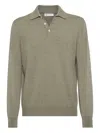 Brunello Cucinelli Cashmere Long Sleeve Polo Shirt In Gray