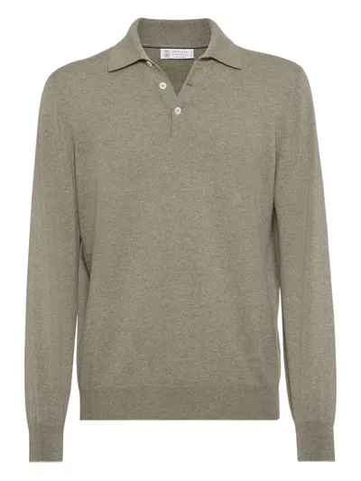 BRUNELLO CUCINELLI CASHMERE SWEATER WITH POLO COLLAR