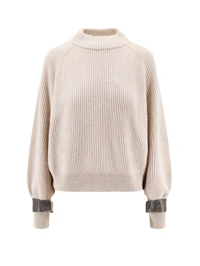 BRUNELLO CUCINELLI CASHMERE SWEATER WITH REMOVABLE CUFFS