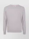 Brunello Cucinelli Cashmere Sweater With Ribbed Cuffs And Hem In Purple