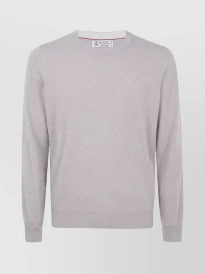 BRUNELLO CUCINELLI CASHMERE SWEATER WITH RIBBED CUFFS AND HEM