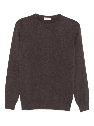 Brunello Cucinelli Cashmere Sweater With Round Neck In Brown
