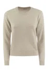 Brunello Cucinelli Women's Cashmere Sweater With Shiny Cuff Details In Pearl