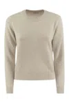 Brunello Cucinelli Women's Cashmere Sweater With Shiny Cuff Details In Pearl