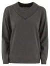 Brunello Cucinelli Women's Cashmere Sweater With Shiny Neckline In Plum