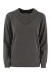Brunello Cucinelli Women's Cashmere Sweater With Shiny Neckline In Plum