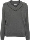 Brunello Cucinelli Women's Cashmere Sweater With Shiny Neckline In Plum