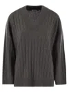 Brunello Cucinelli Luxury Cashmere V-neck Sweater With Luminous Neck Detail In Anthracite