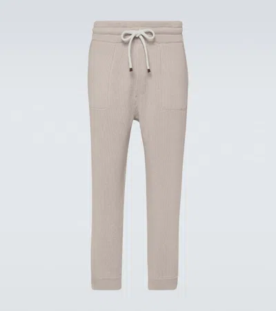 Brunello Cucinelli Cashmere Sweatpants In Beige