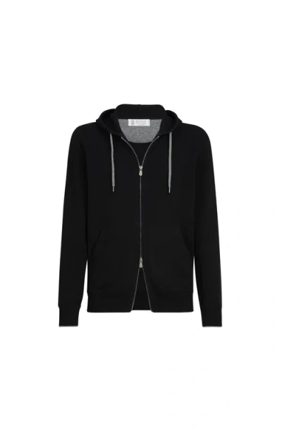 Brunello Cucinelli Cashmere Sweatshirt-style Cardigan In Black