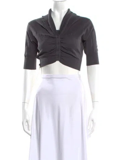 Pre-owned Brunello Cucinelli Cashmere Three-quarter Sleeve Top In Gray