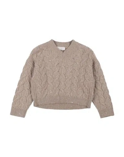 Brunello Cucinelli Babies'  Cashmere Toddler Girl Sweater Khaki Size 4 Cashmere, Wool, Polyester, Polyamide In Neutral