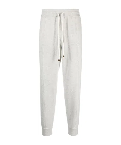 Brunello Cucinelli Cashmere Track Trousers In Gray
