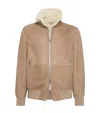 Brunello Cucinelli Suede Jacket With Shearling Collar In Brown