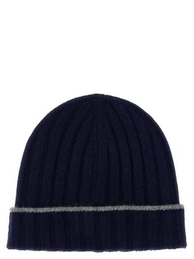 Brunello Cucinelli Cashmere Turn-up Beanie In Blue