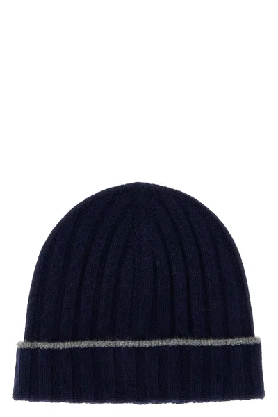 Brunello Cucinelli Cashmere Turn-up Beanie In Blue