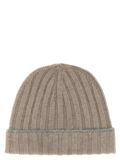 Brunello Cucinelli Cashmere Turn-up Beanie Hats Beige In Brown