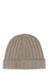 Brunello Cucinelli Cashmere Turn-up Beanie In Sand