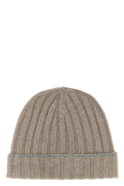 Brunello Cucinelli Cashmere Turn-up Beanie In Sand