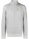 Brunello Cucinelli Ribbed Cashmere Funnel-neck Sweater With Raglan Sleeves In Gray