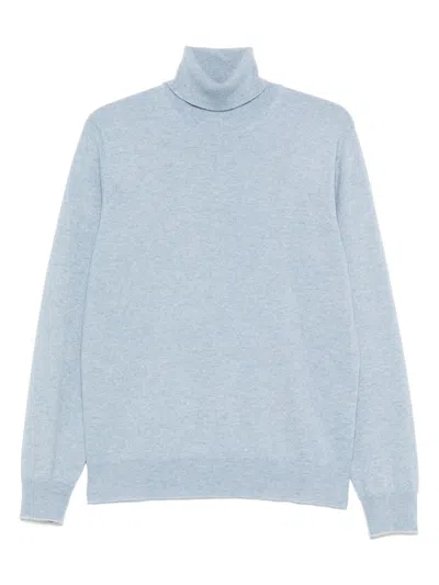 Brunello Cucinelli Cashmere Turtle Neck Jumper In Blue