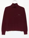 Brunello Cucinelli Cashmere Turtleneck Sweater Chest Pocket In Burgundy