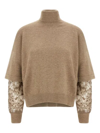 Brunello Cucinelli Cashmere Turtle-neck Jumper In Brown