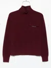 Brunello Cucinelli Cashmere Turtleneck Sweater Chest Pocket In Burgundy