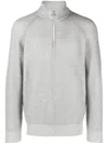 Brunello Cucinelli Ribbed Cashmere Funnel-neck Sweater With Raglan Sleeves In Gray