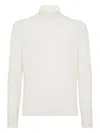 Brunello Cucinelli Cashmere Flat Rib Turtleneck Sweater In White