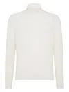 Brunello Cucinelli Cashmere Flat Rib Turtleneck Sweater In White