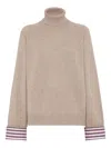 Brunello Cucinelli Light Brown Cashmere Turtle-neck Sweater In Neutral