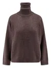 Brunello Cucinelli Women Cashmere Turtle-neck Sweater In Brown