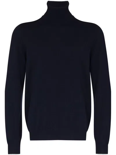 Brunello Cucinelli Cashmere Turtle Neck Sweater In Blue