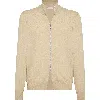 Brunello Cucinelli Cashmere Turtleneck Cardigan With Zipper In Natural