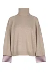 Brunello Cucinelli Women's Cashmere Turtleneck Sweater With Shiny Shirt Details In Gray