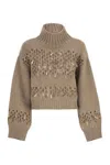 Brunello Cucinelli Drop Sequin Sweater Sweaters And Cardigans Beige In Nude