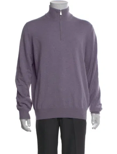 Pre-owned Brunello Cucinelli Cashmere Turtleneck Polo Sweater In Purple
