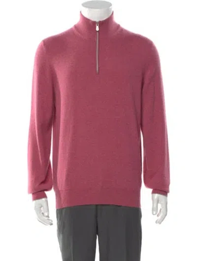 Pre-owned Brunello Cucinelli Cashmere Turtleneck Polo Sweater In Red