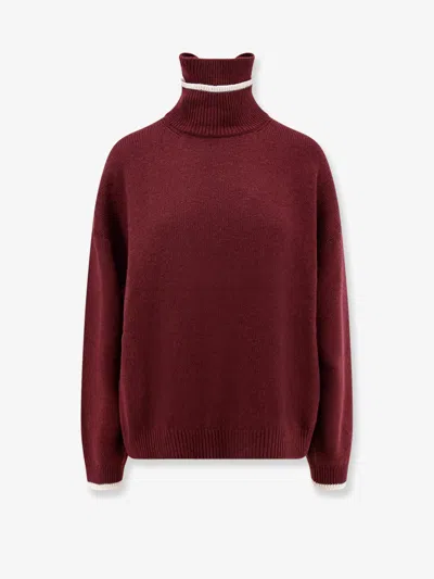 Brunello Cucinelli Cashmere Turtleneck Monili Detail In Burgundy