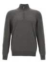 Brunello Cucinelli Half-zip High Collar Ribbed Sweater In Gray