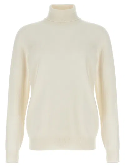 Brunello Cucinelli Essential Cashmere Turtleneck Sweater In White