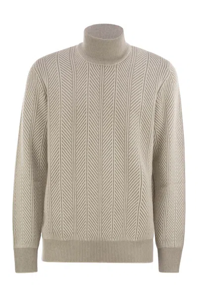 Brunello Cucinelli Cashmere Turtleneck Sweater In Gray